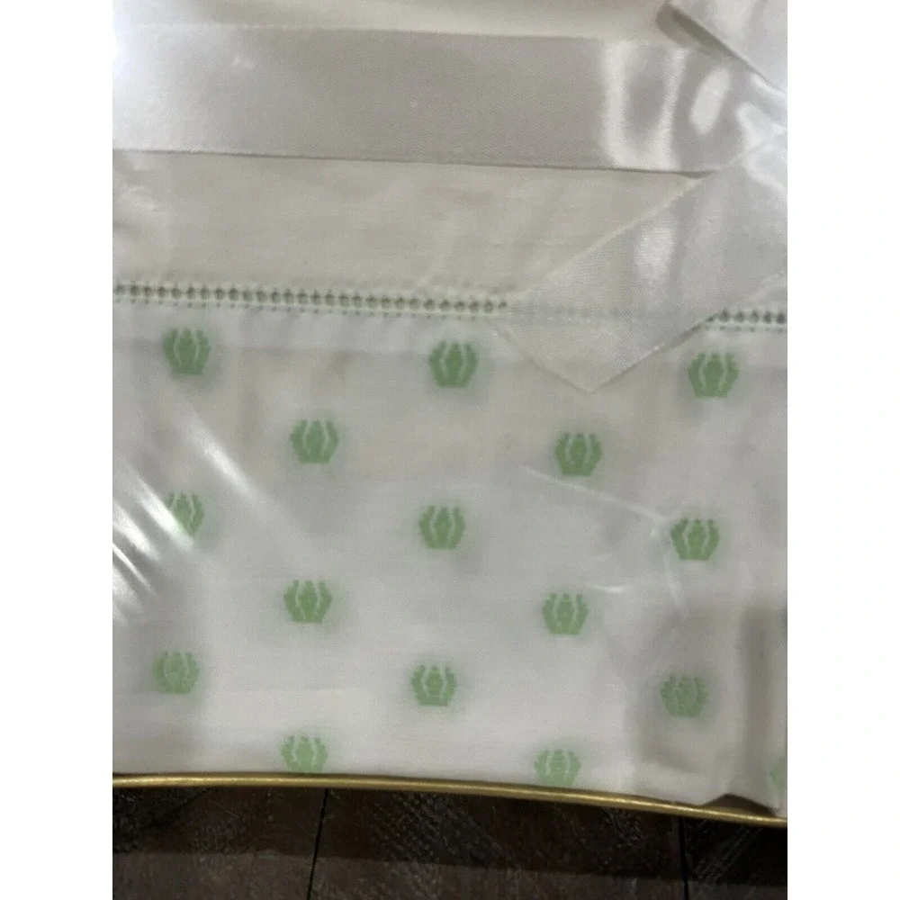 Vtg Dan River French Tulip Combed Percales 2 Pillowcase Set Green White MCM 805